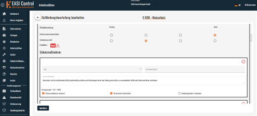 Gefährdungsbeurteilung in EASI Control